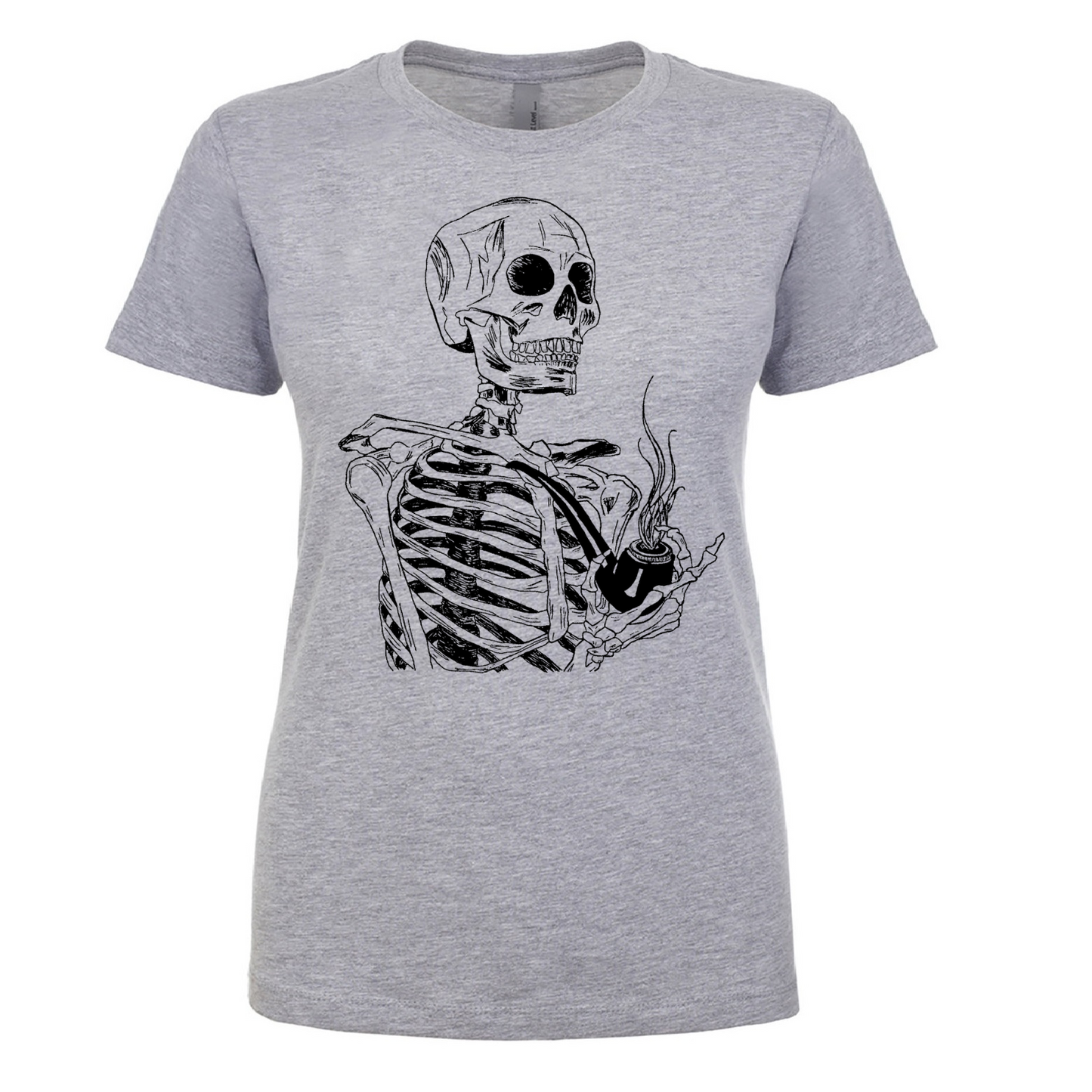 Skeleton Smoking a Pipe Ladies Snug Fit T Shirt