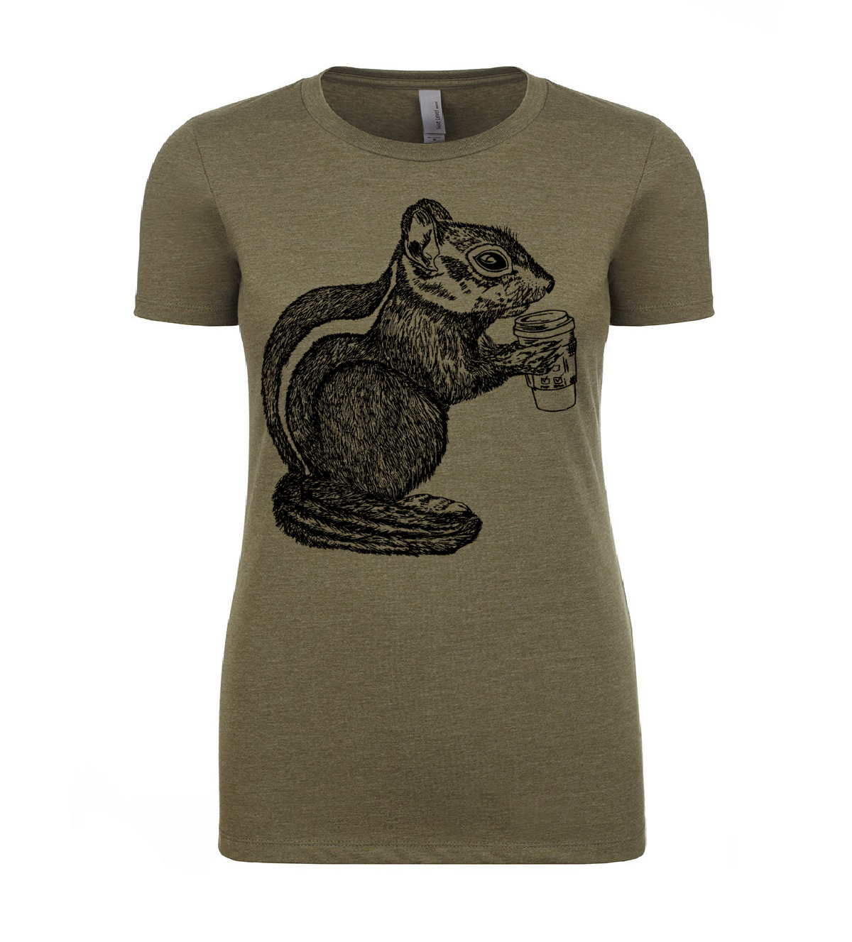 Chipmunk Drinking Coffee Ladies T Shirt