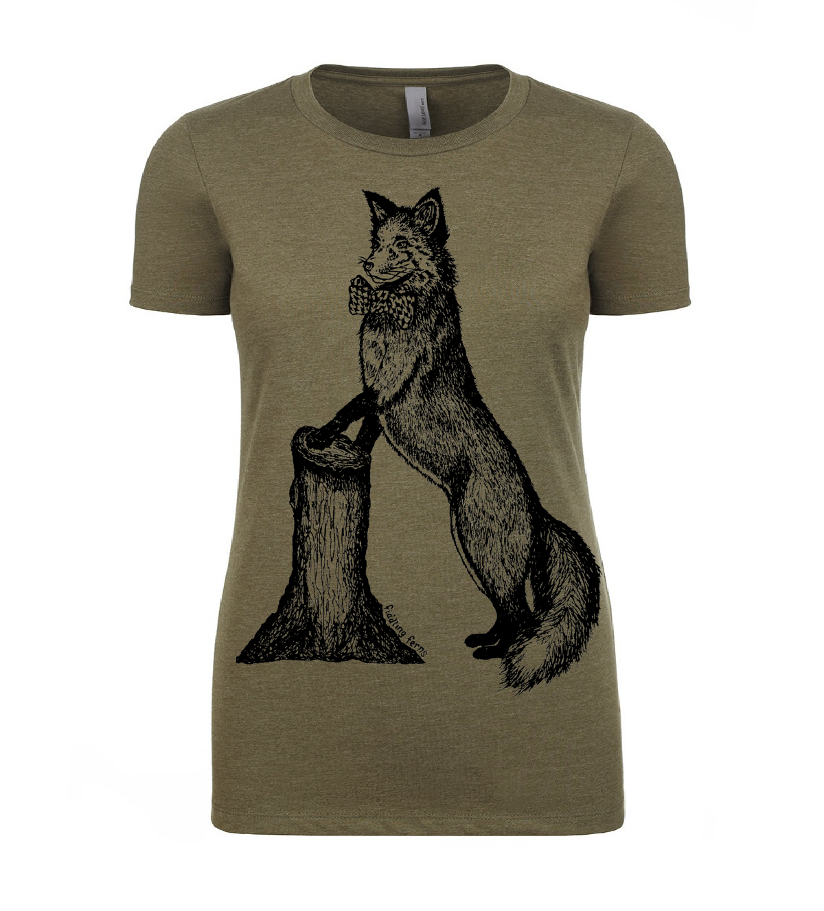 Fox in a Houndstooth Bowtie Ladies T Shirt