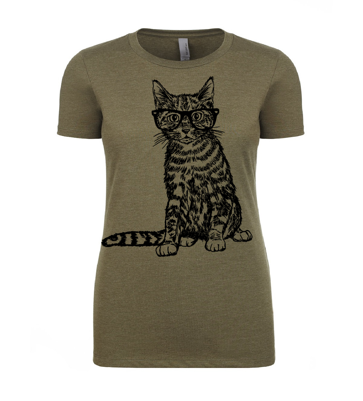 Cat Wearing Glasses Ladies T Shirt