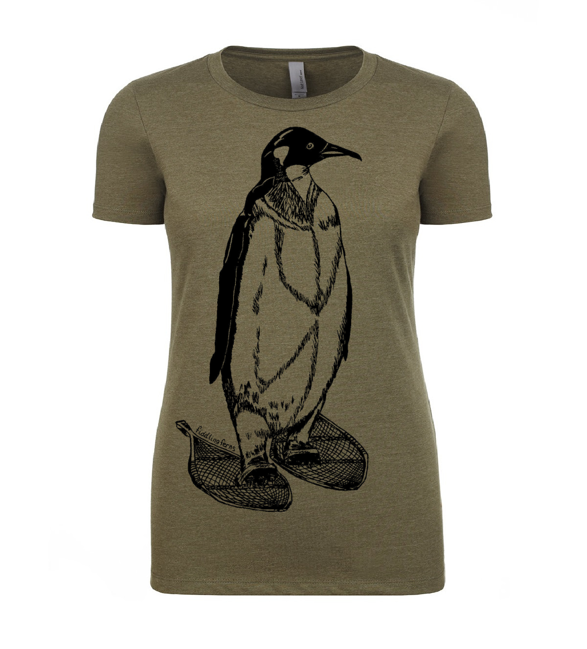 Penguin Wearing Snowshoes Ladies T Shirt