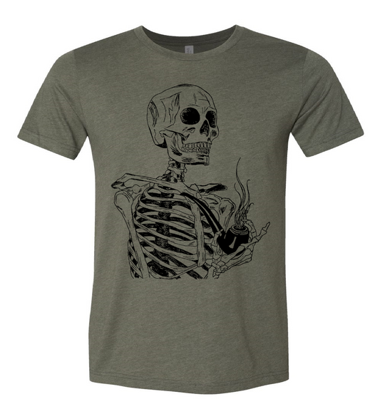 Skeleton Smoking a Pipe Unisex T Shirt