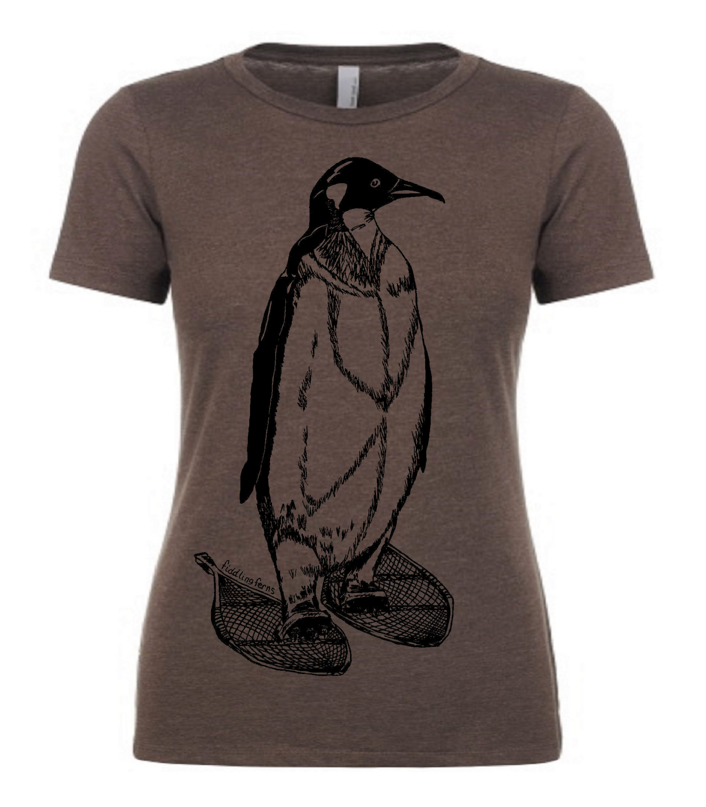 Penguin Wearing Snowshoes Ladies T Shirt