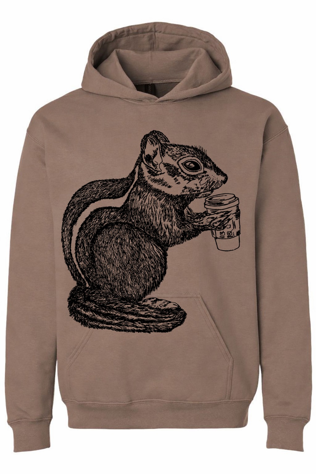 Chipmunk Drinking Coffee Unisex Fleece Hoodie