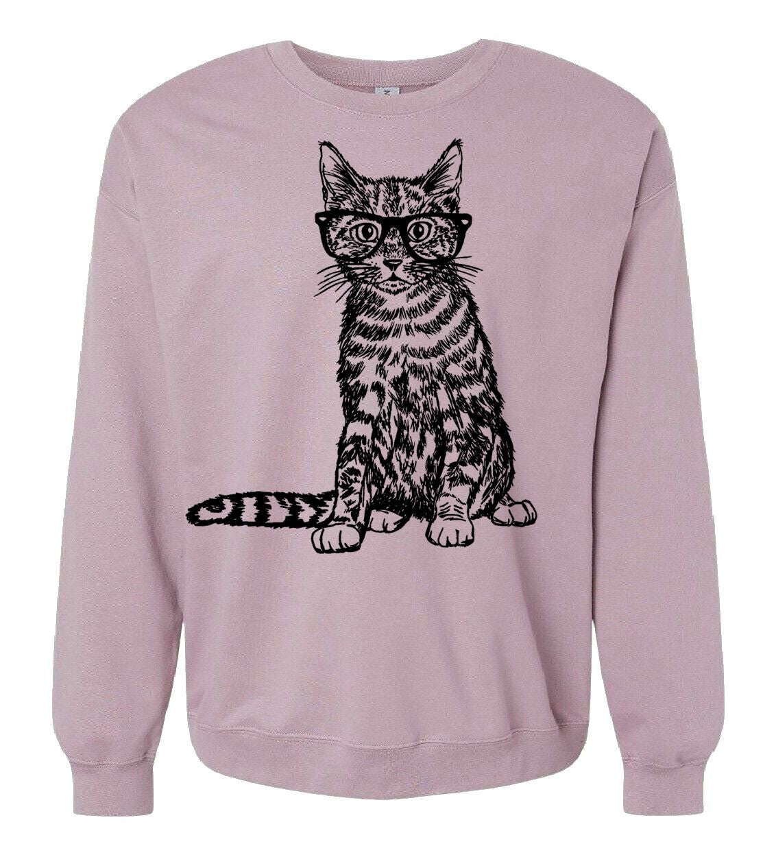 Cat Wearing Glasses Unisex Fleece Crewneck