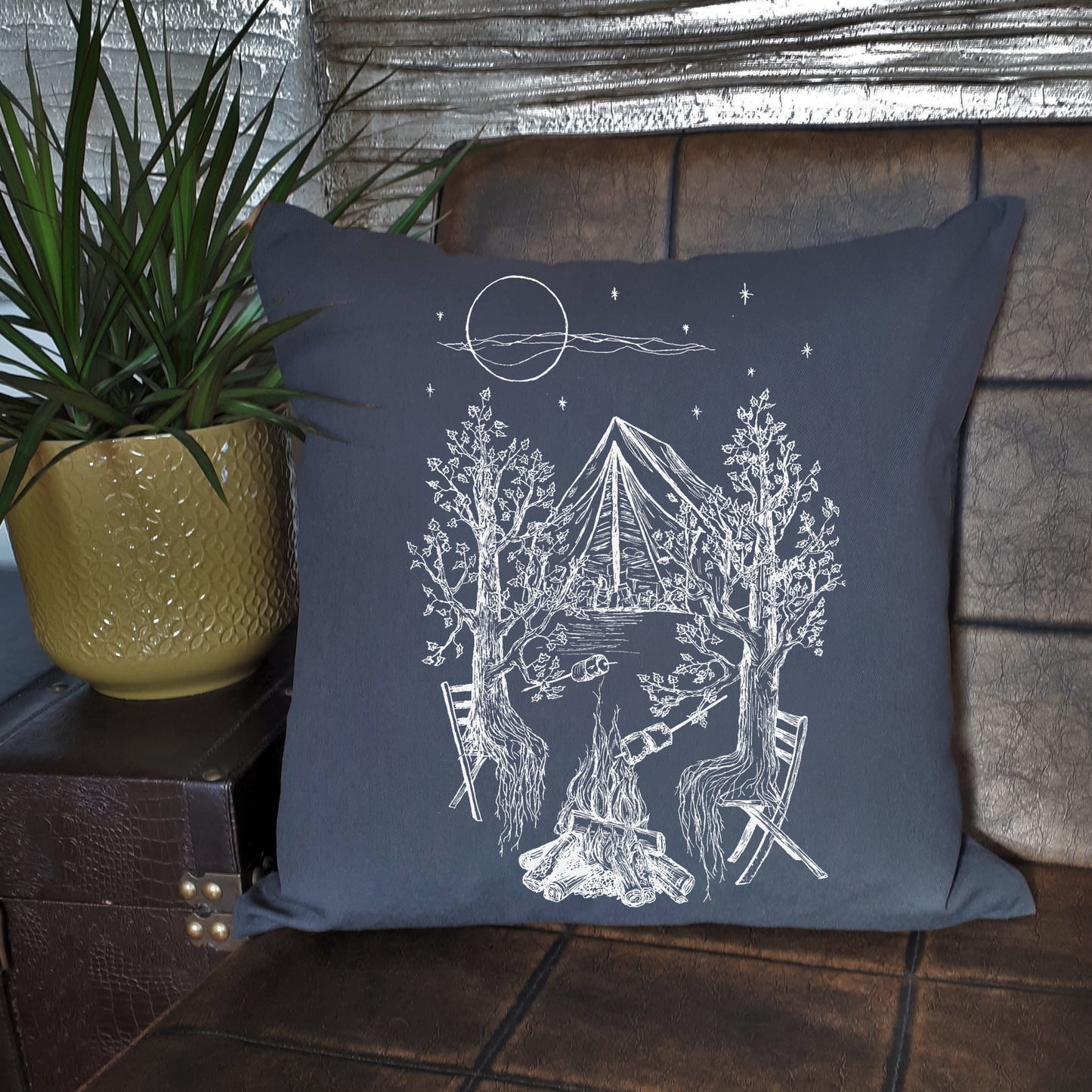 Trees Camping 20 x 20 Cushion Cover