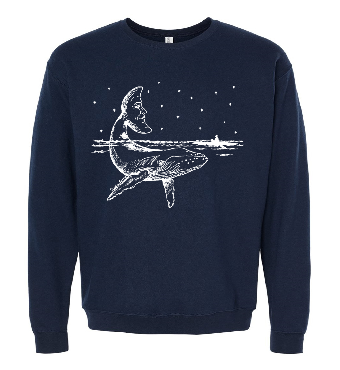 Whale with a Moon Tail Unisex Fleece Crewneck