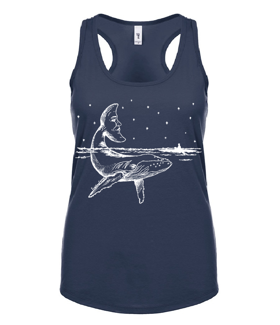 Whale with a Moon Tail Ladies Tank Top