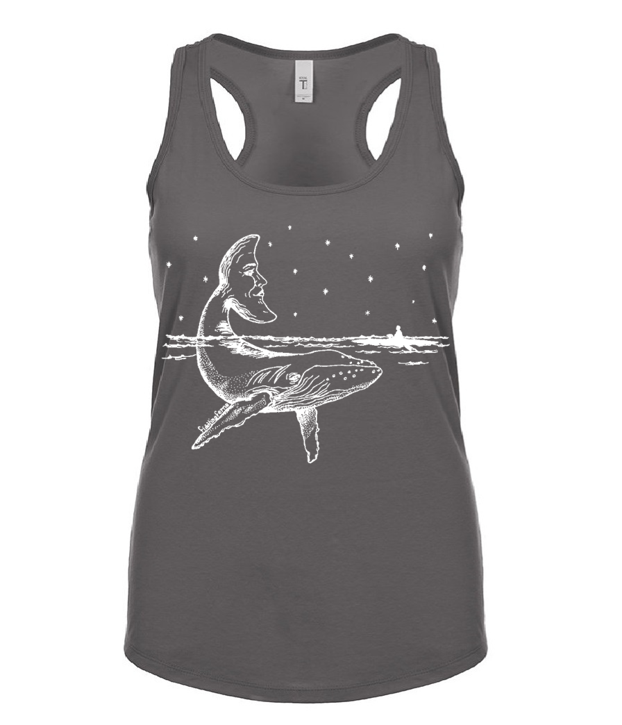 Whale with a Moon Tail Ladies Tank Top