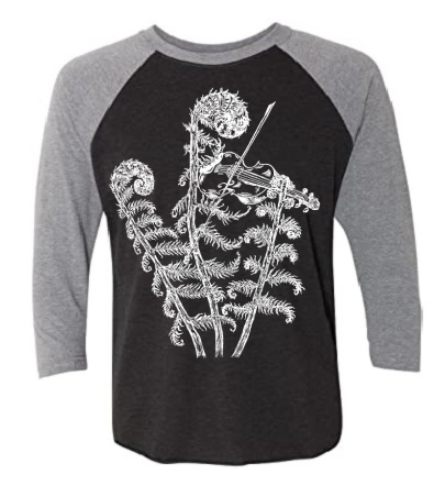 Fiddling Fiddleheads Unisex 3/4 Sleeve Baseball Tee