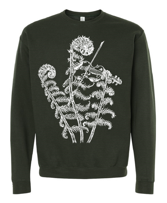 Fiddling Fiddleheads Unisex Fleece Crewneck