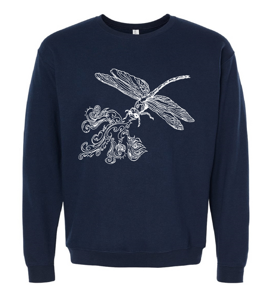 Fire Breathing Dragonfly Unisex Fleece Crewneck