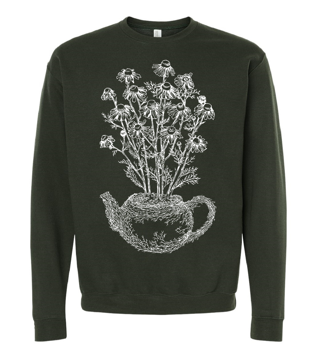 Chamomile Teapot Unisex Fleece Crewneck