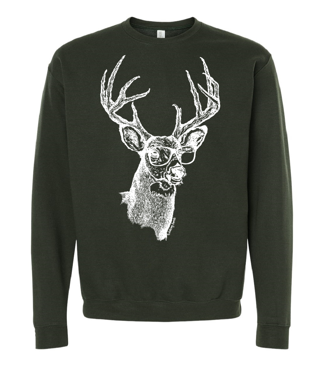 Deer Buck with Glasses Unisex Fleece Crewneck