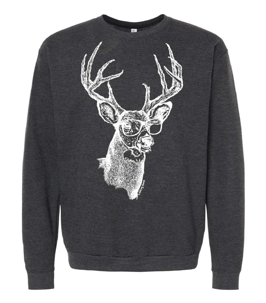 Deer Buck with Glasses Unisex Fleece Crewneck