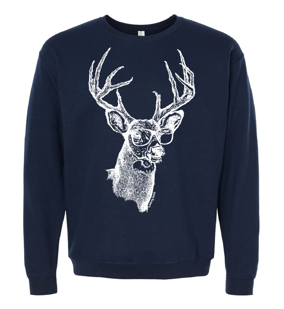 Deer Buck with Glasses Unisex Fleece Crewneck