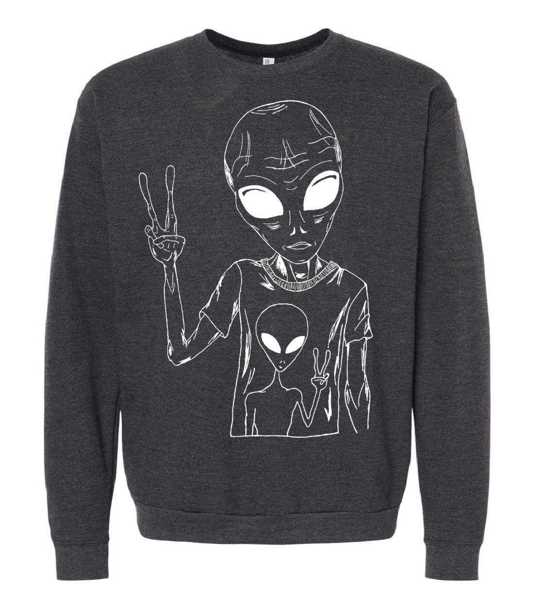 Alien Wearing an Alien Tee Unisex Fleece Crewneck