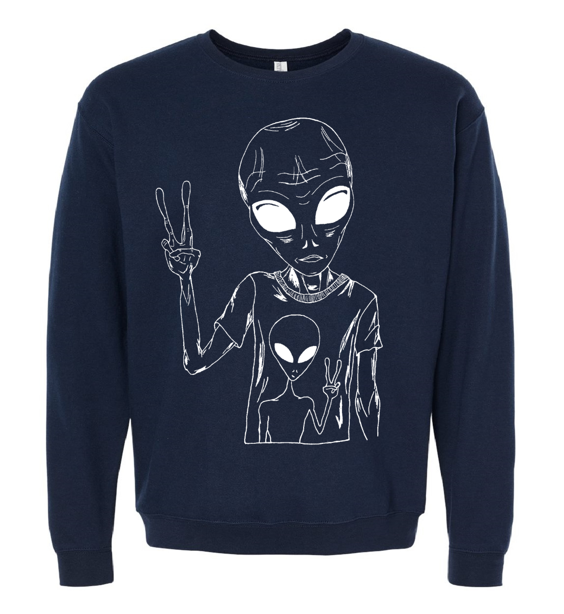 Alien Wearing an Alien Tee Unisex Fleece Crewneck
