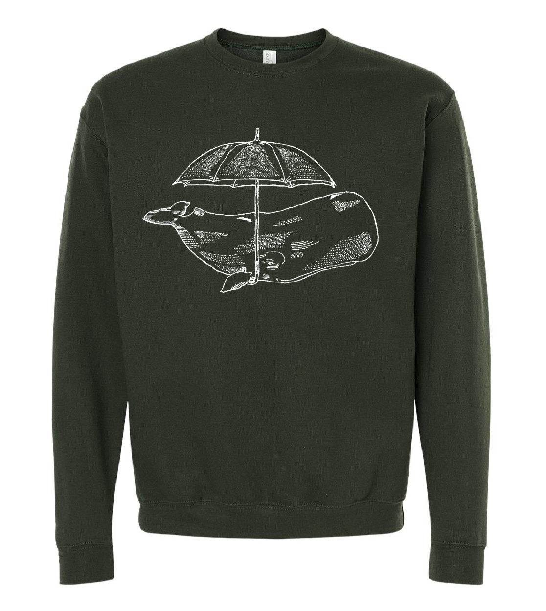 Whale with Umbrella Unisex Fleece Crewneck