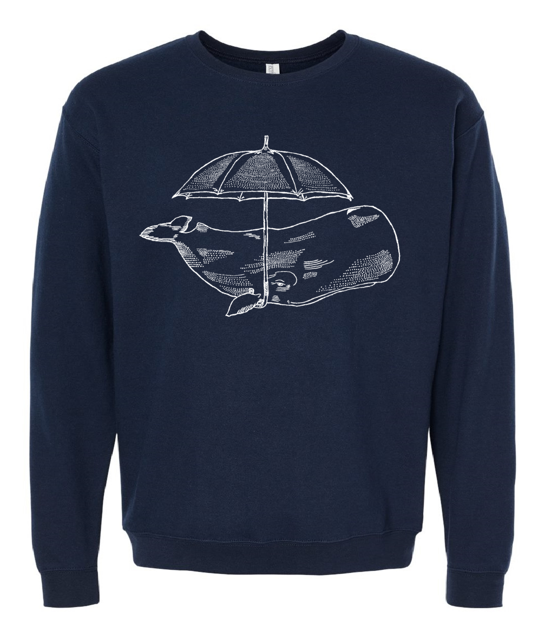Whale with Umbrella Unisex Fleece Crewneck