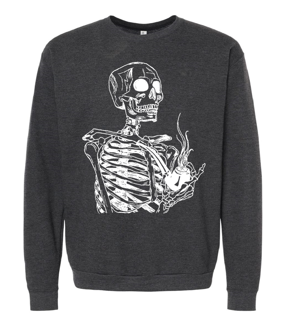 Skeleton Smoking a Pipe Unisex Fleece Crewneck