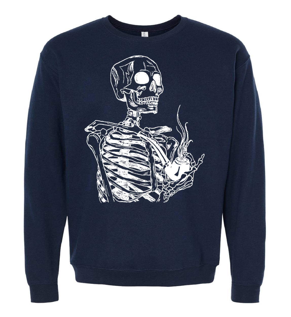 Skeleton Smoking a Pipe Unisex Fleece Crewneck