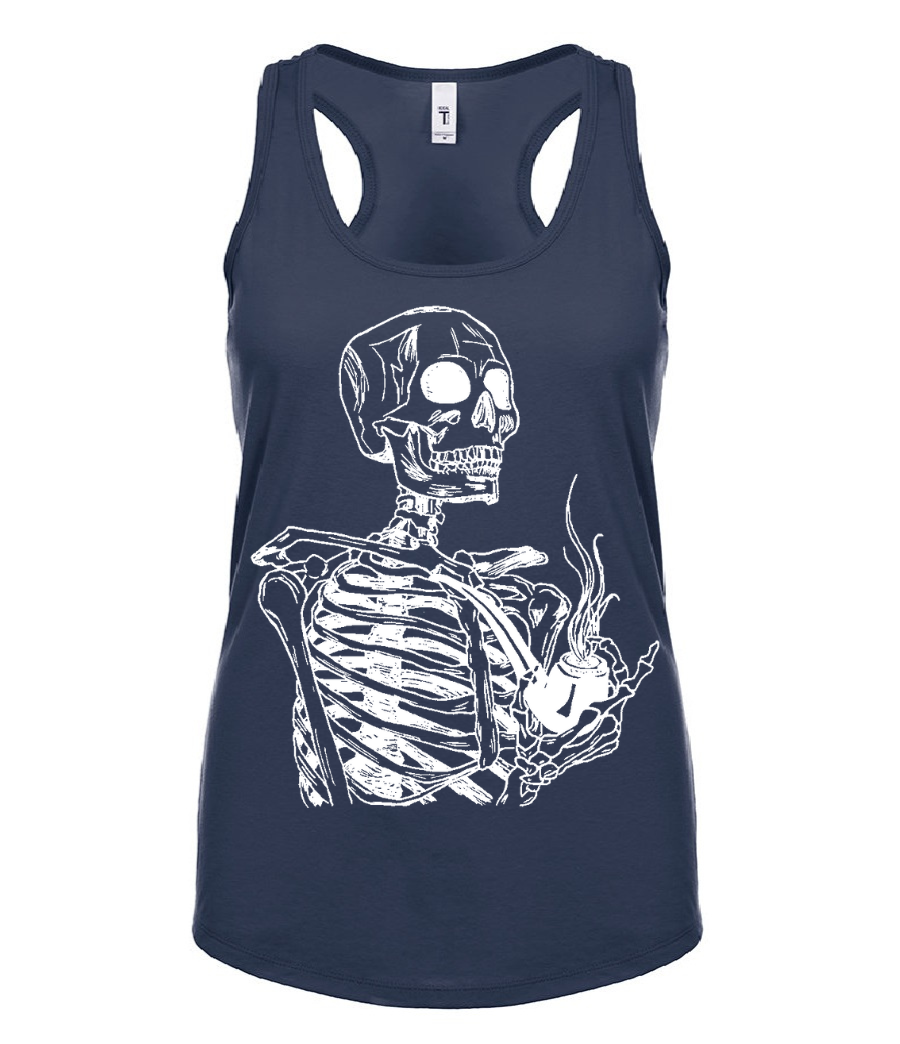 Skeleton Smoking a Pipe Ladies Tank Top