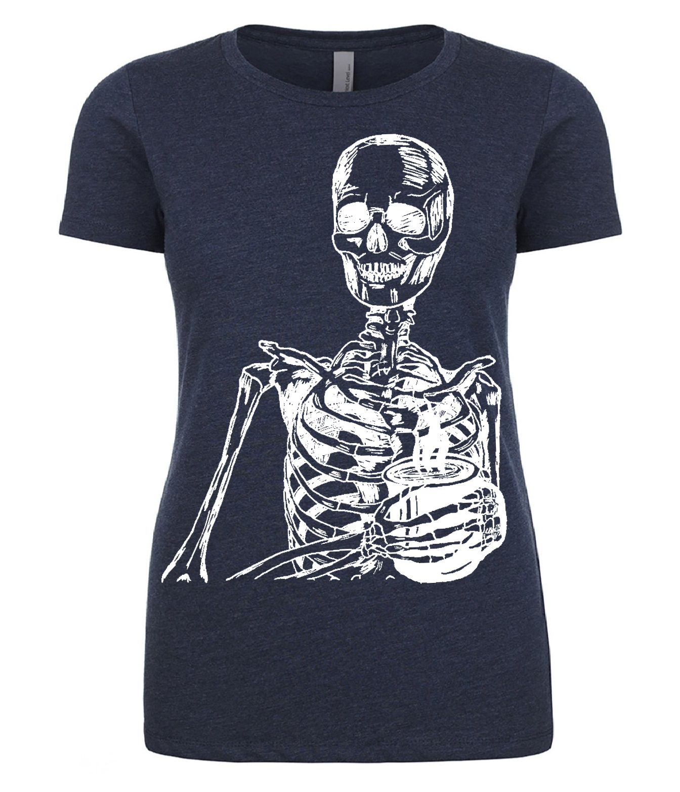 Skeleton Drinking Coffee Ladies T Shirt