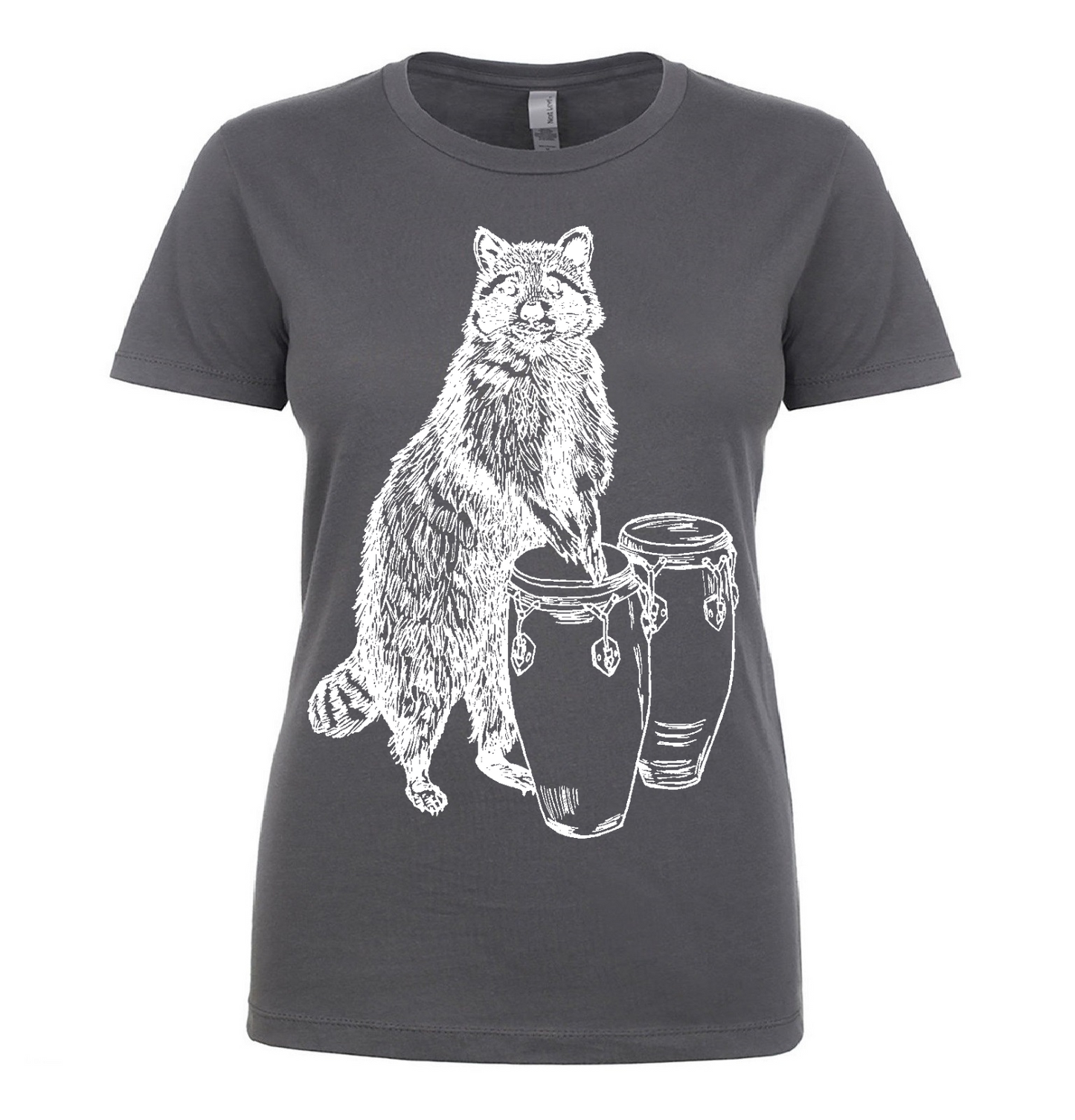 Raccoon Drummer Ladies T Shirt