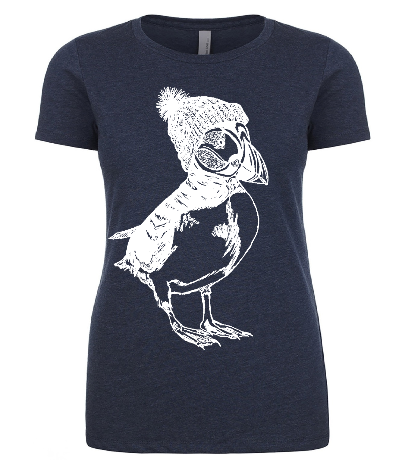 Puffin Wearing a Pom Pom Hat Ladies T Shirt