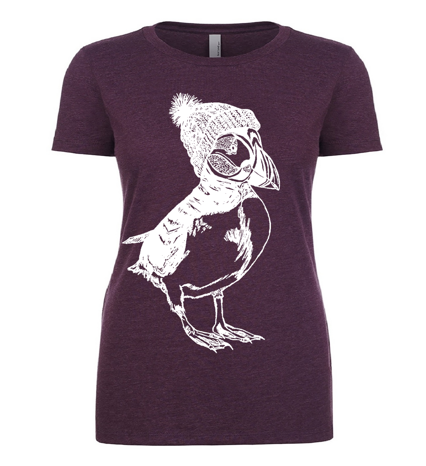 Puffin Wearing a Pom Pom Hat Ladies T Shirt