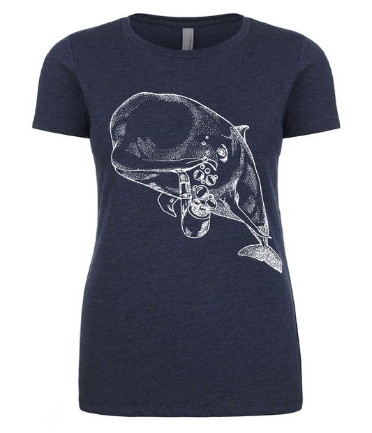 Pilot Whale with a Pipe Ladies T Shirt