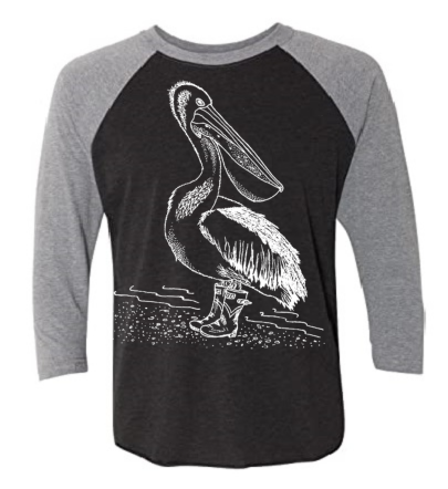 Pelican in Rain Boots Unisex 3/4 Sleeve Baseball Tee