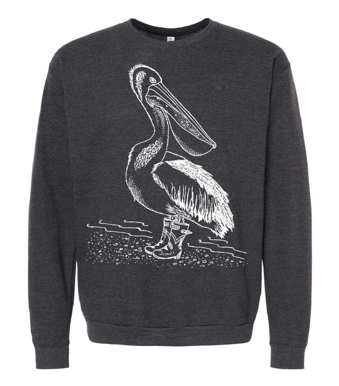 Pelican in Rain Boots Unisex Fleece Crewneck