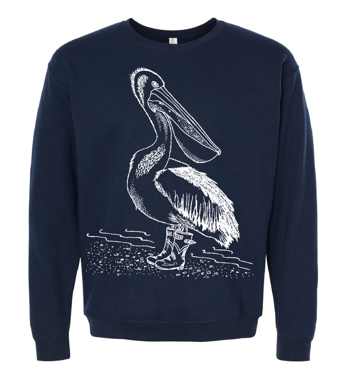 Pelican in Rain Boots Unisex Fleece Crewneck