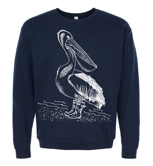 Pelican in Rain Boots Unisex Fleece Crewneck