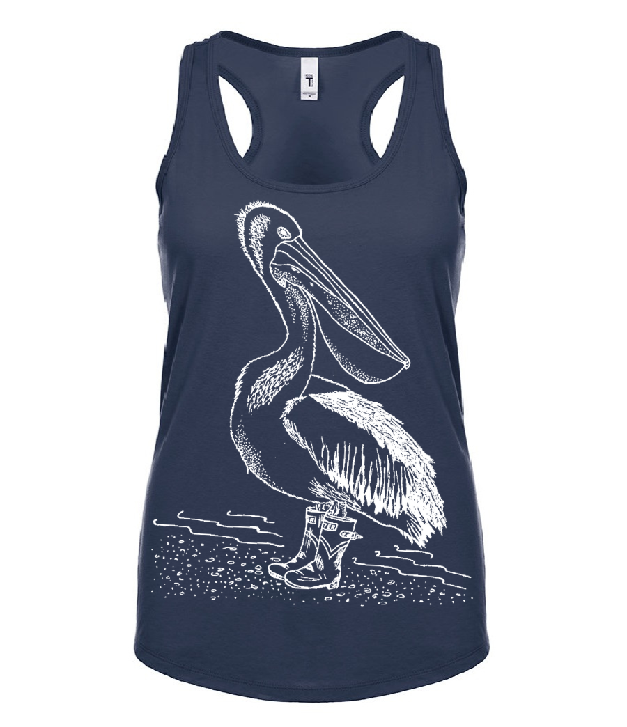 Pelican in Rain Boots Ladies Tank Top