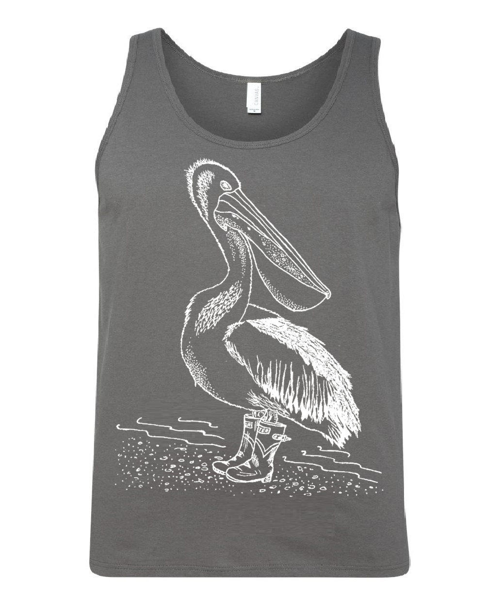Pelican in Rainboots Unisex Tank Top