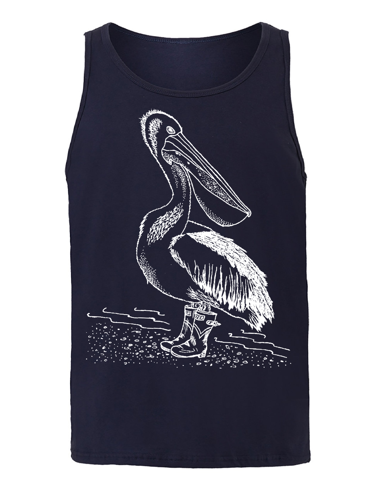 Pelican in Rainboots Unisex Tank Top