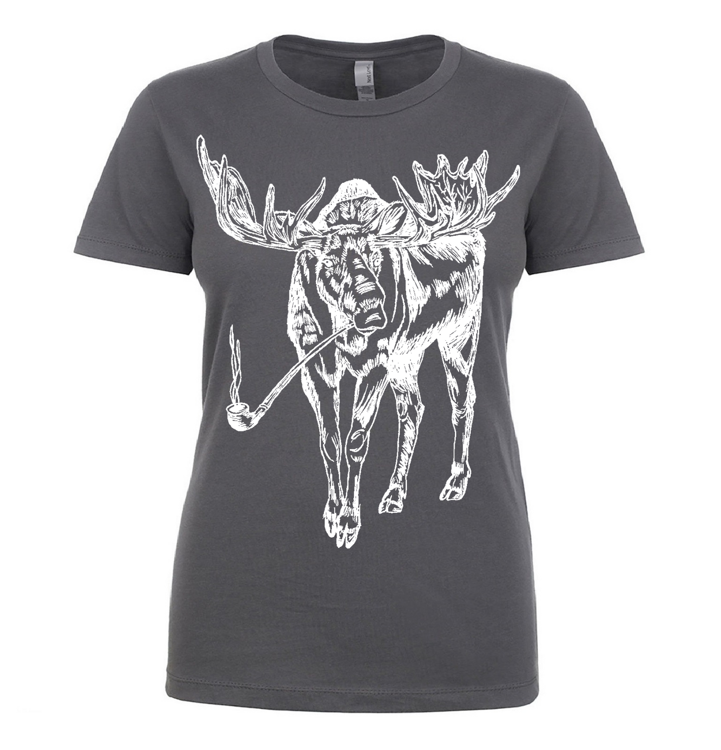 Moose Smoking a Pipe Ladies T Shirt