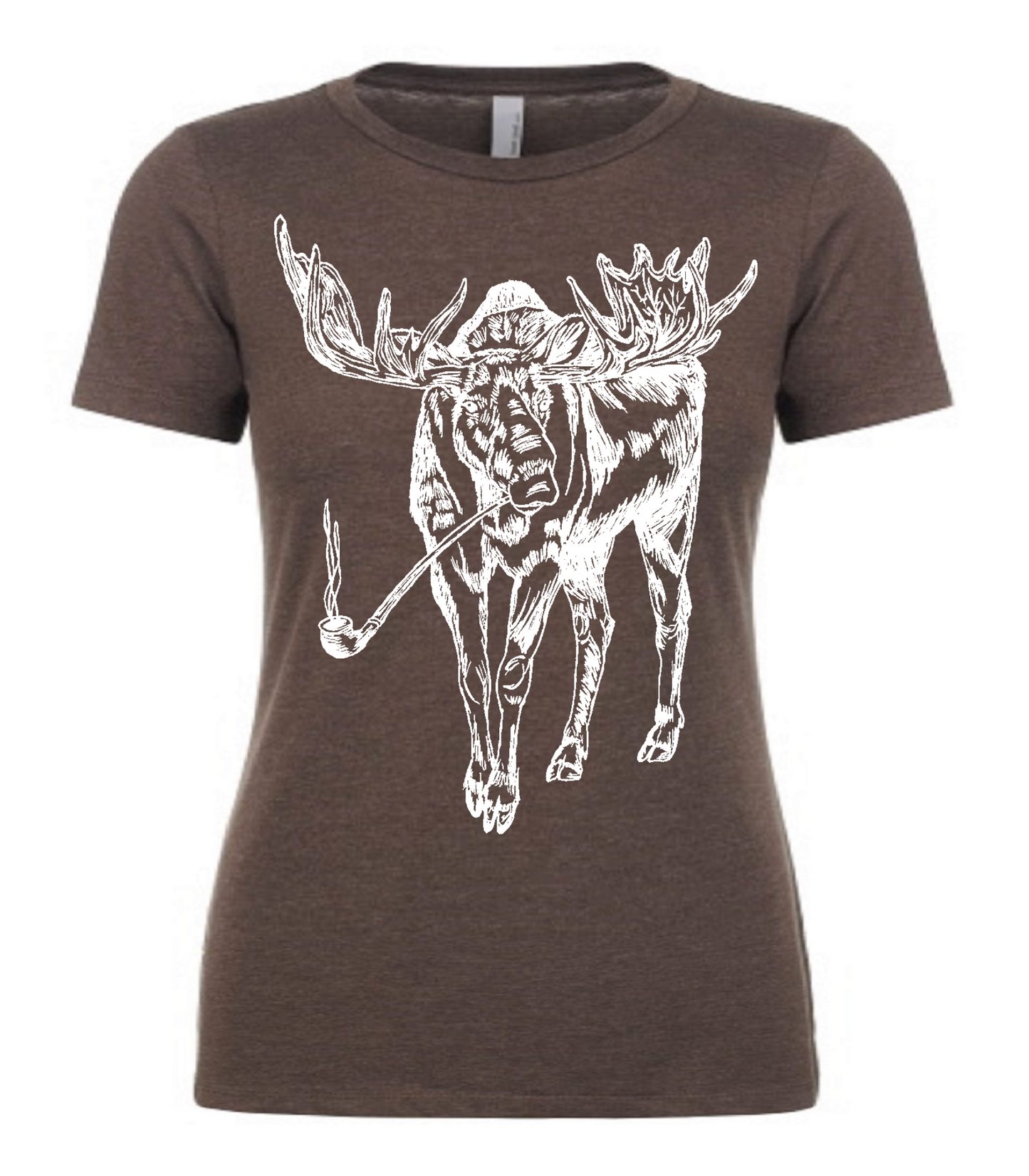 Moose Smoking a Pipe Ladies T Shirt
