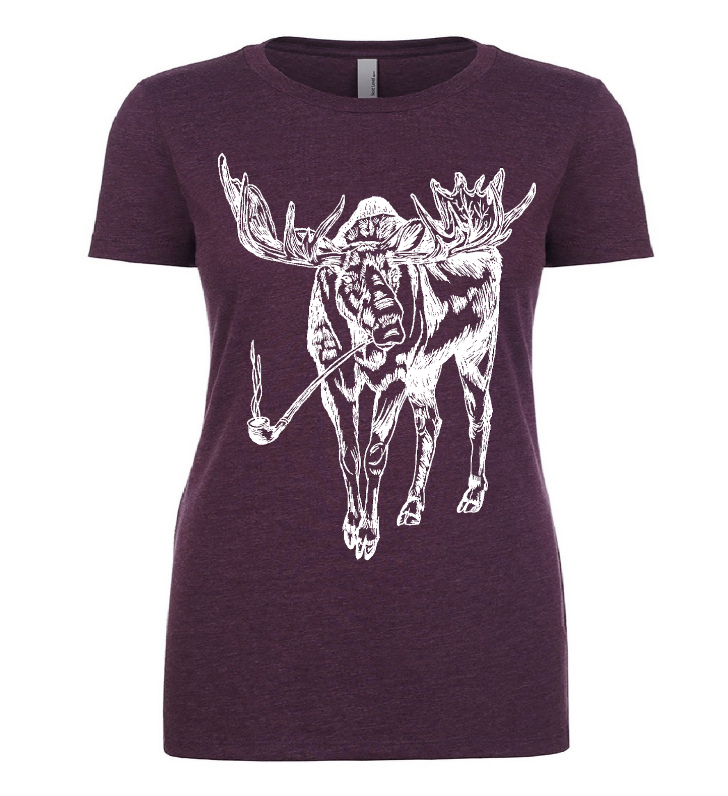 Moose Smoking a Pipe Ladies T Shirt