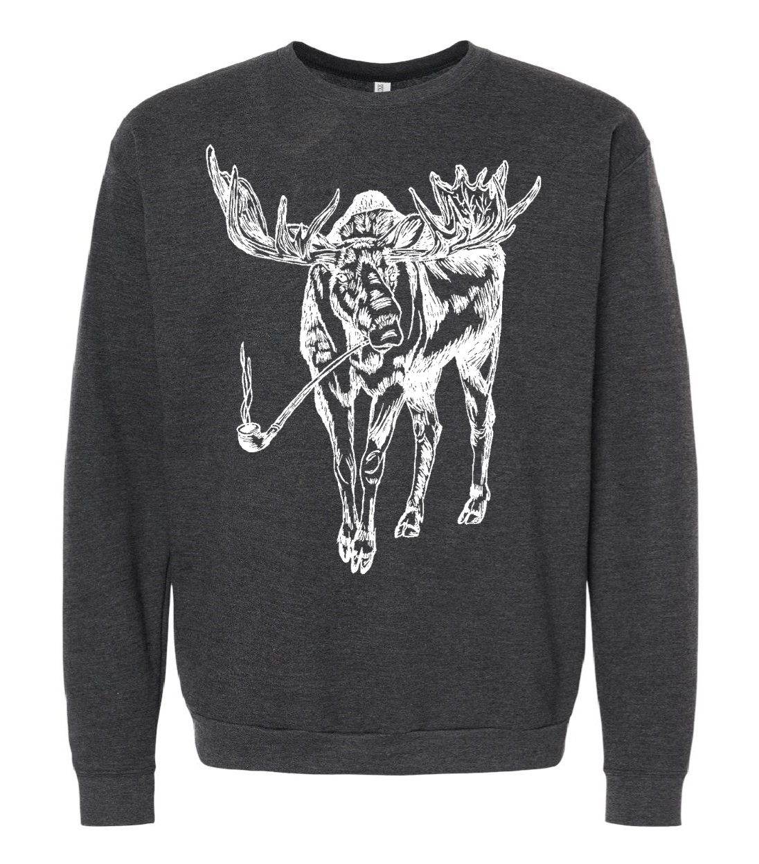 Moose Smoking a Pipe Unisex Fleece Crewneck