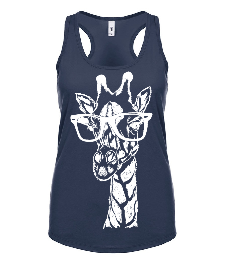Giraffe Wearing Glasses Ladies Tank Top