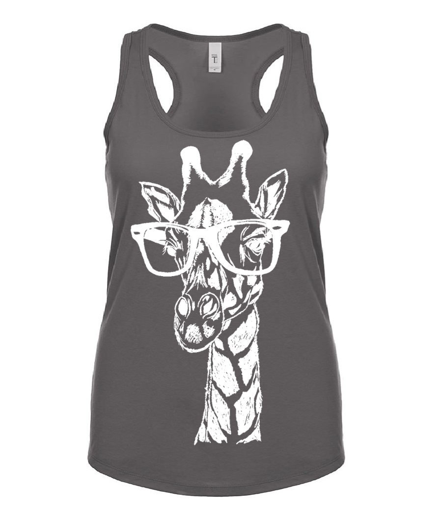 Giraffe Wearing Glasses Ladies Tank Top