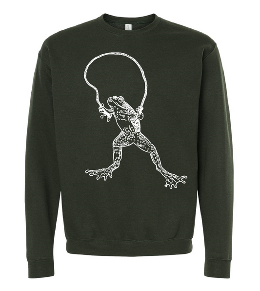 Frog with Jumping Rope Unisex Fleece Crewneck