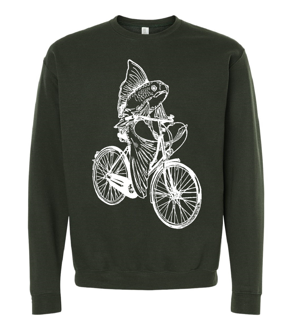 Fish on a Bicycle Unisex Fleece Crewneck