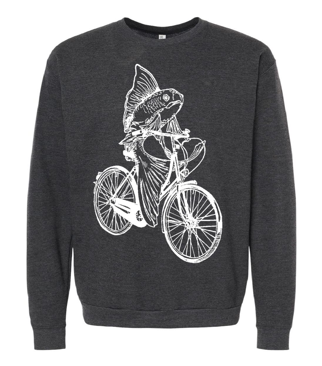 Fish on a Bicycle Unisex Fleece Crewneck