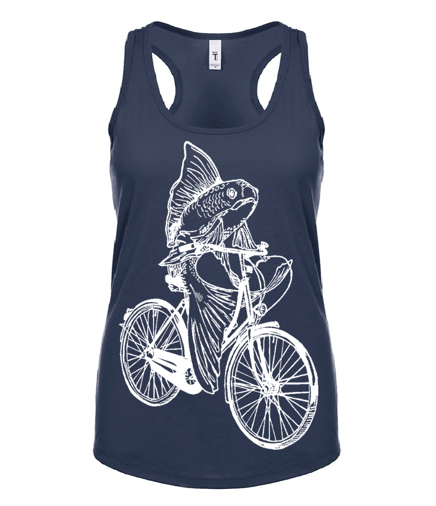 Fish on a Bicycle Ladies Tank Top