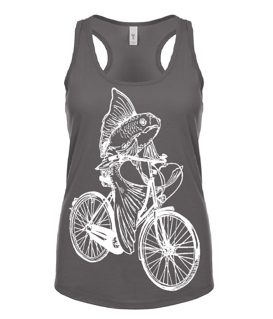 Fish on a Bicycle Ladies Tank Top